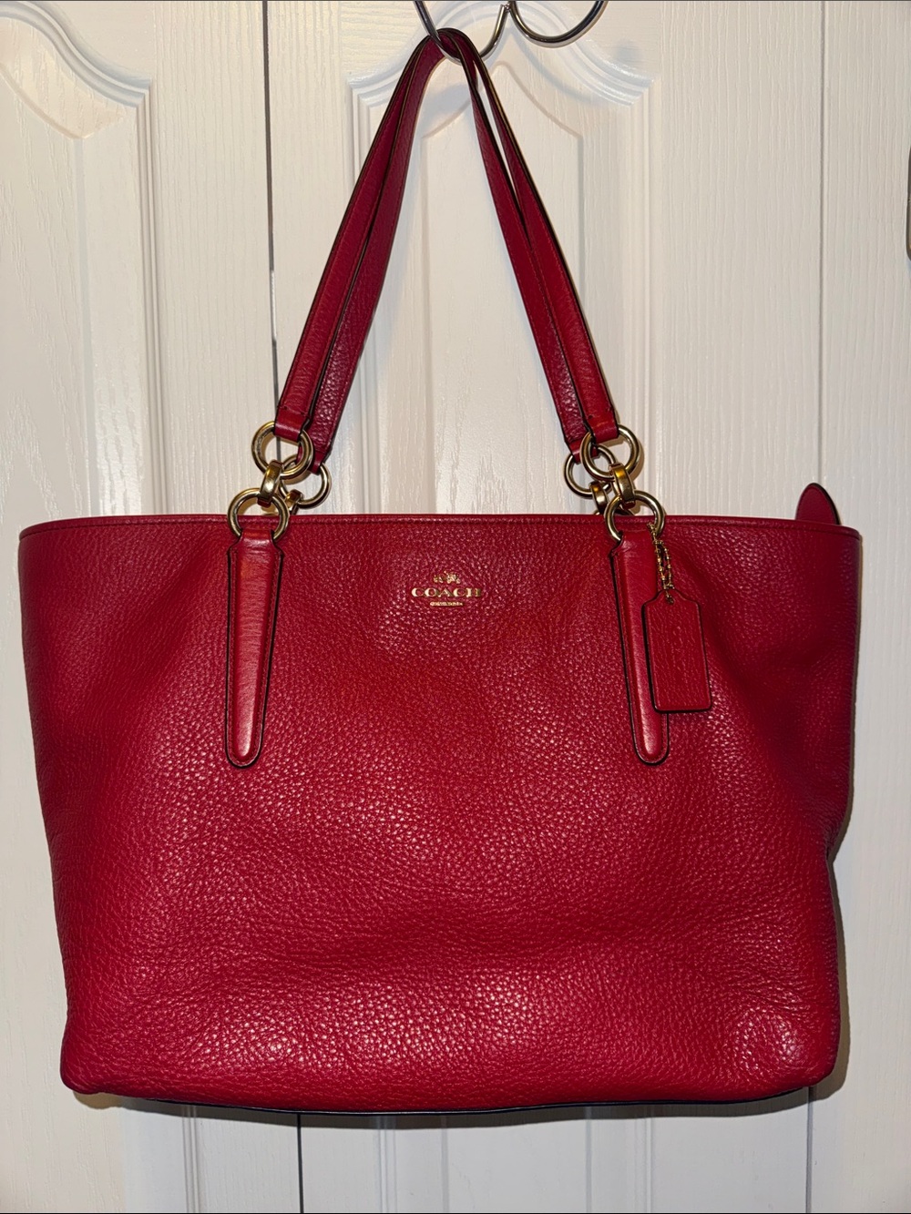 Coach Red Pebbled Leather Bag
